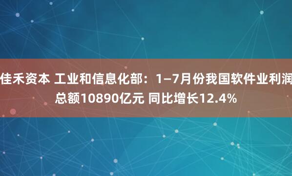 佳禾资本 工业和信息化部：1—7月份我国软件业利润总额10890亿元 同比增长12.4%